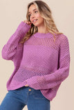 BiBi Openwork Long Sleeve Knit Top - Trendsi - Flyclothing LLC