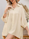 3/4 Sleeve Button Up Shirt - Trendsi - Flyclothing LLC