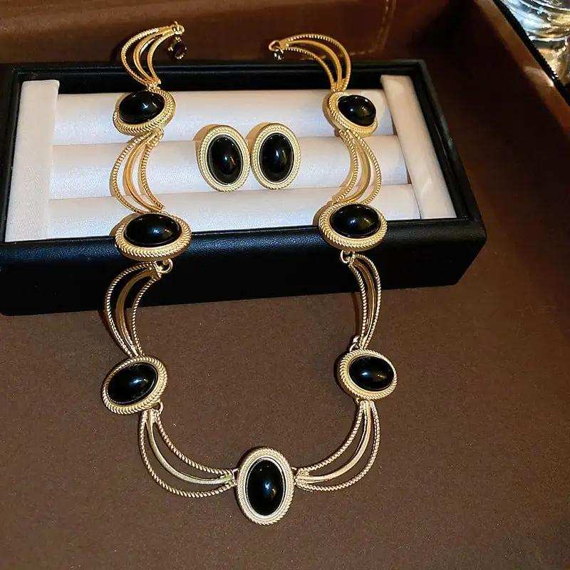 Alloy Gemstone Stud Earrings - Trendsi - Flyclothing LLC