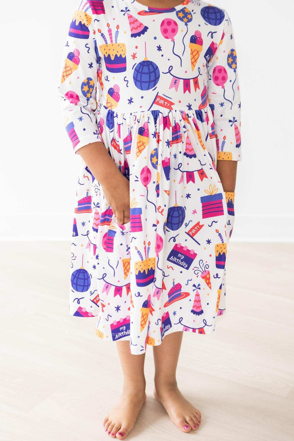 Happy Birthday 3/4 Sleeve Pocket Twirl Dress - Mila & Rose ® - Flyclothing LLC