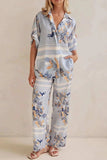 Printed Button Up Shirt and Pants Set - Trendsi - Flyclothing LLC