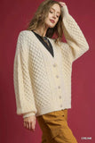 Umgee Cable Knit Pearl Button Cardigan - Trendsi - Flyclothing LLC