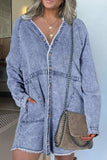 Raw Hem Button Down Long Sleeve Denim Dress - Trendsi - Flyclothing LLC