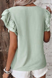 V-Neck Ruffled Cap Sleeve Blouse - Trendsi - Flyclothing LLC