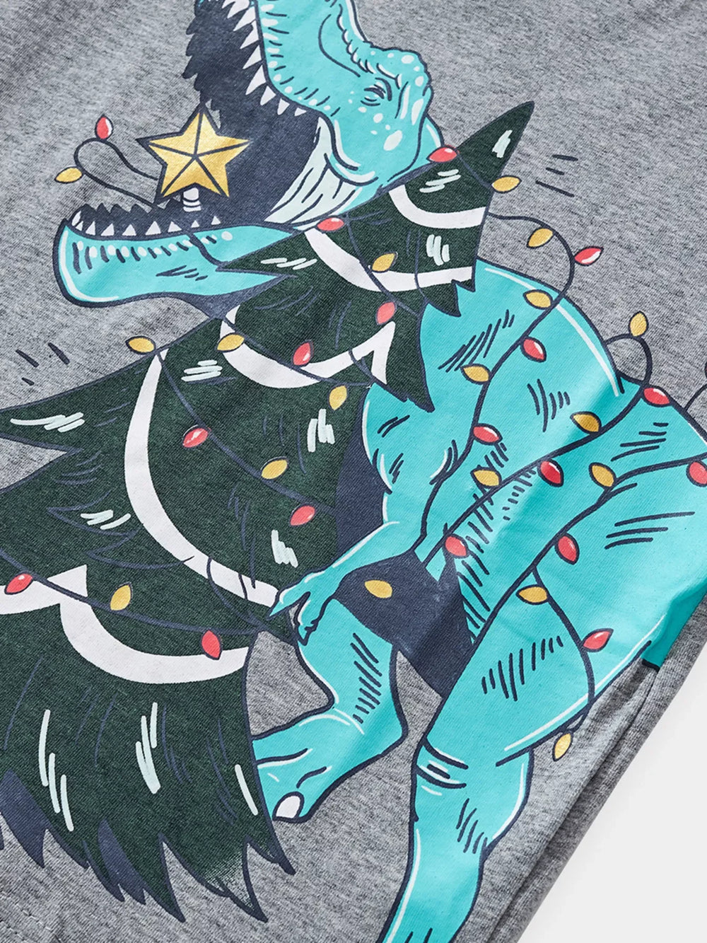 Children's Dinosaur Christmas Tree Graphic Long Sleeve T-Shirt - Trendsi - Flyclothing LLC
