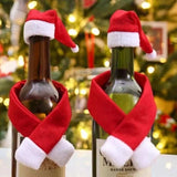 2 Piece Christmas Wine Bottle Santa Hat & Scarf Decorative Covers - Trendsi - Flyclothing LLC