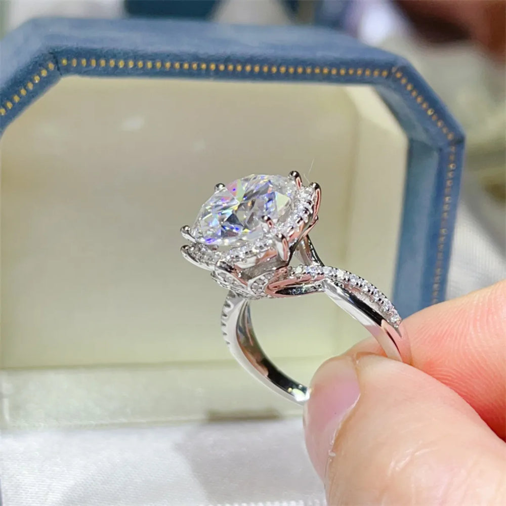 5 Carat Round Cut Moissanite Engagement Ring - Trendsi - Flyclothing LLC