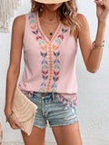 Tassel Printed V-Neck Tank - Trendsi - Flyclothing LLC