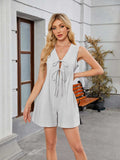 Tie Front Sleeveless Romper with Pockets - Trendsi - Flyclothing LLC