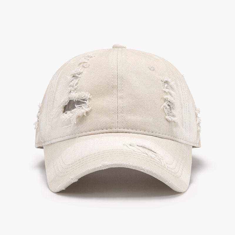 Distressed Adjustable Cotton Baseball Cap - Trendsi - Flyclothing LLC