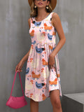Printed Round Neck Sleeveless Dress - Trendsi - Flyclothing LLC