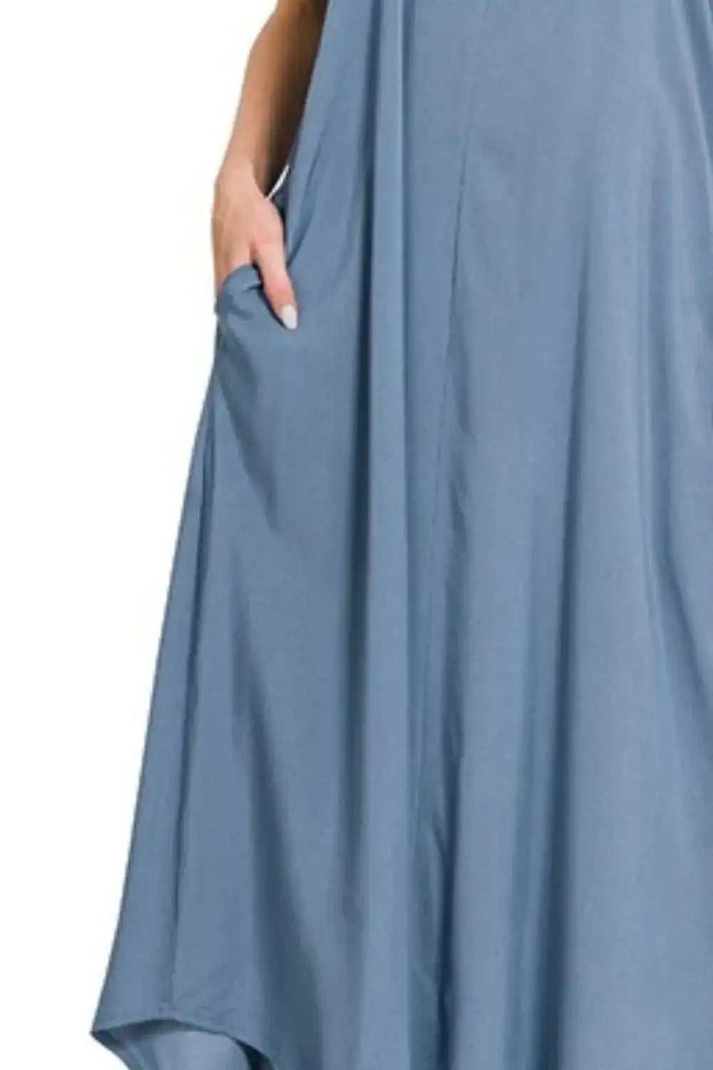 Zenana Woven Arc Hem Cami Dress With Flowy Pockets - Trendsi - Flyclothing LLC