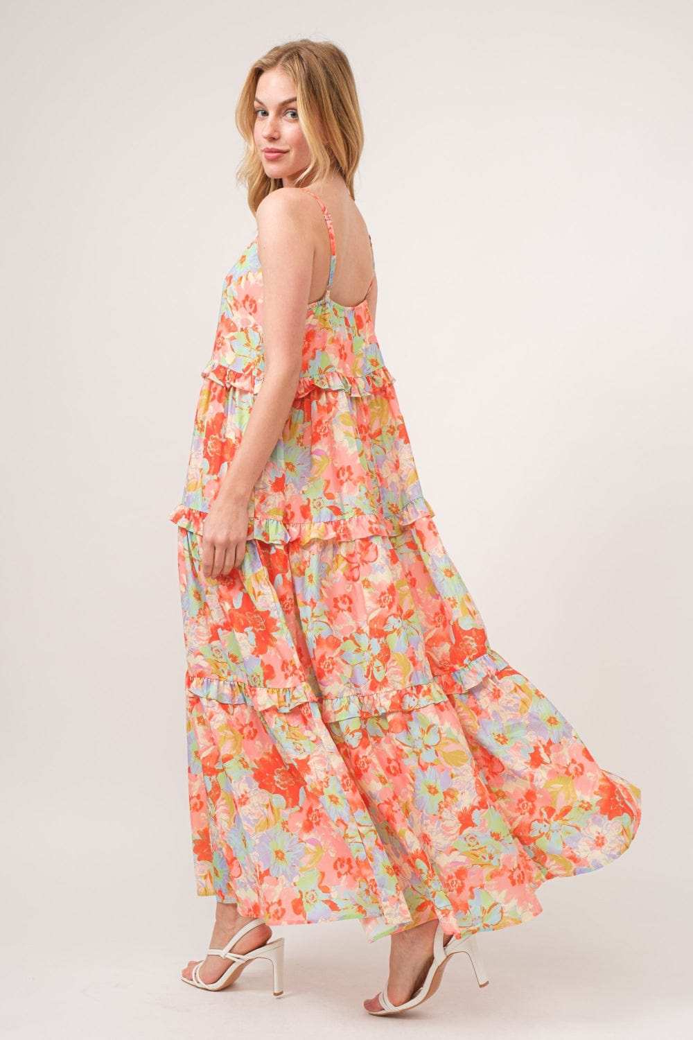 And The Why Floral Ruffled Tiered Maxi Cami Dress - Trendsi - Flyclothing LLC