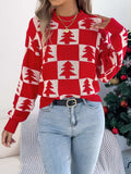 Christmas Tree Checkerboard Pattern Sweater - Trendsi - Flyclothing LLC