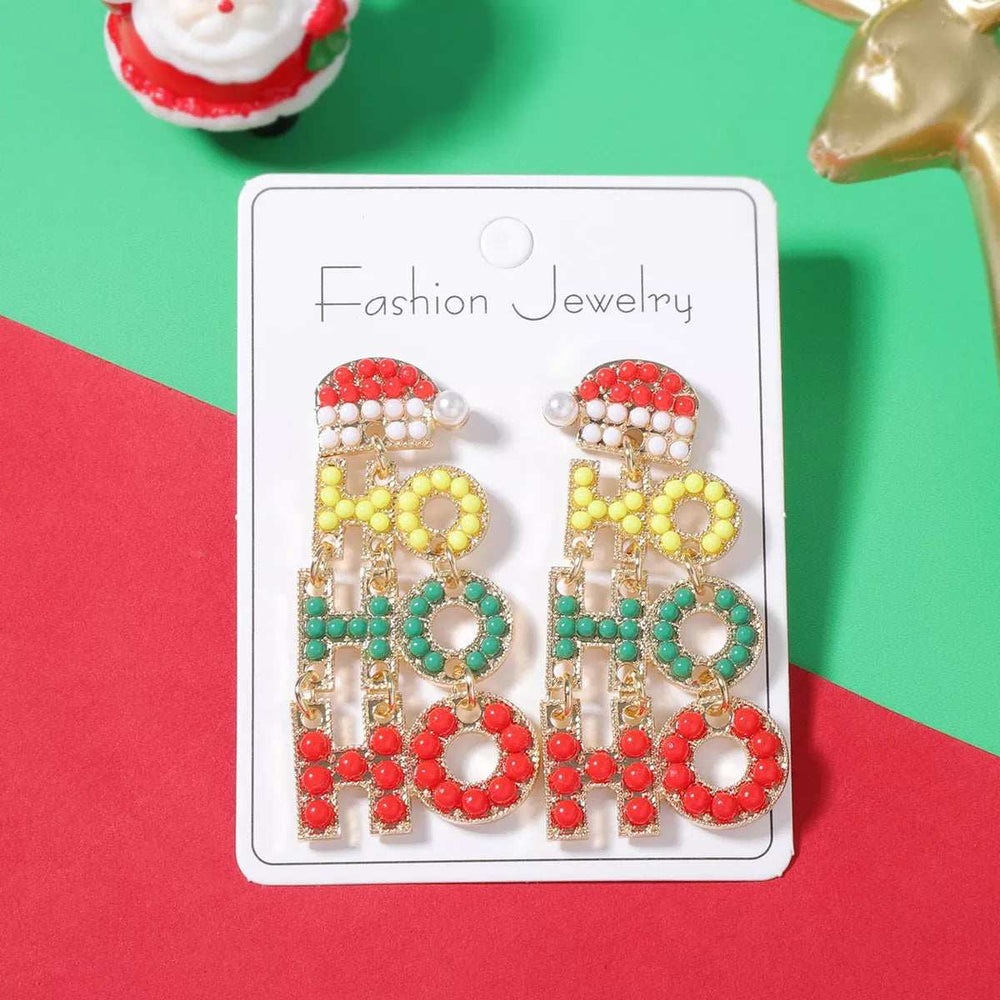 HO HO HO Christmas Drop Earrings - Trendsi - Flyclothing LLC