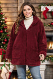 Plus Size Zip Up Long Sleeve Hooded Outerwear - Trendsi - Flyclothing LLC