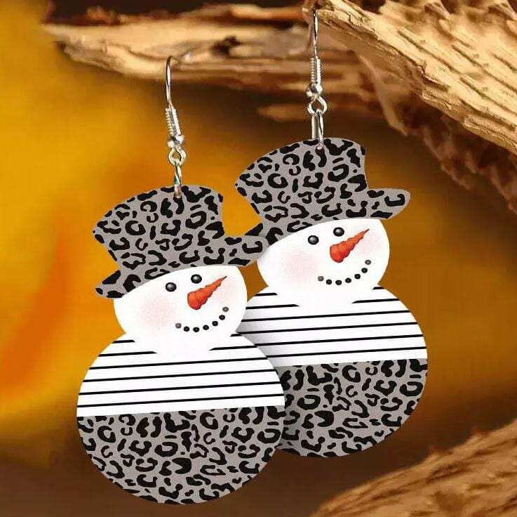 Snowman PU Leather Dangle Earrings - Trendsi - Flyclothing LLC