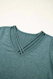 V-Neck Short Sleeve T-Shirt - Trendsi - Flyclothing LLC