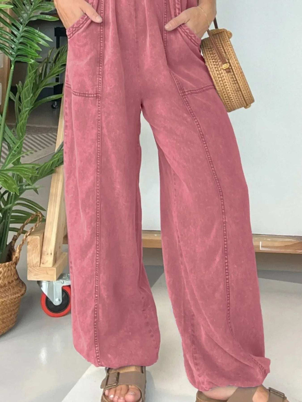 Full Size Wide Leg Spaghetti Strap Jumpsuit Plus Size - Trendsi - Flyclothing LLC