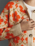 Flower Button Up Long Sleeve Cardigan - Trendsi - Flyclothing LLC