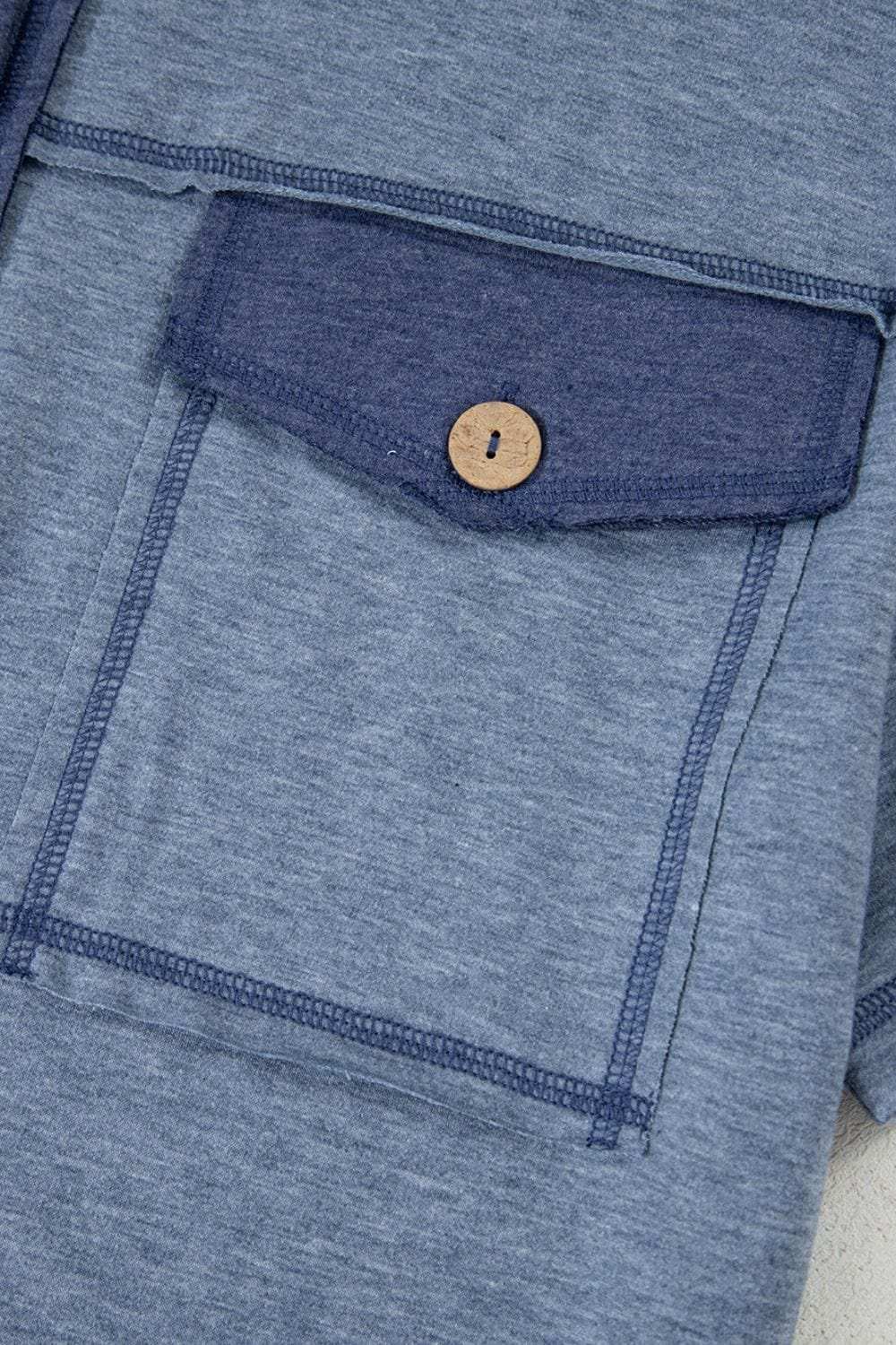 Placket Chest Pockets Short Sleeve Wide Leg Jumpsuit - Trendsi - Flyclothing LLC