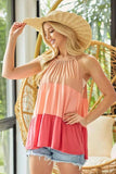 BiBi Rayon Span Jersey Color Block Tiered Halter Neck Cami - Trendsi - Flyclothing LLC