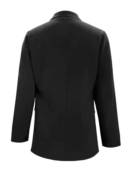 Lapel Collar Long Sleeve Blazer - Trendsi - Flyclothing LLC