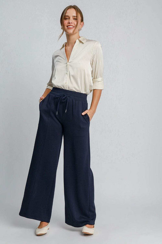 Umgee Drawstring Wide Leg Pants with Pockets - Trendsi - Flyclothing LLC