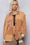 POL Button Down Hooded Jacket with with Star Patch Pattern - Trendsi - Flyclothing LLC