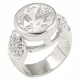 0G415 - Rhodium Brass Ring with AAA Grade CZ in Clear - Alamode - Flyclothing LLC