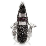 0W003 - Rhodium + Ruthenium Brass Ring with AAA Grade CZ in Multi Color - Alamode - Flyclothing LLC