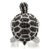 0W005 - Rhodium + Ruthenium Brass Ring with AAA Grade CZ in Jet - Alamode - Flyclothing LLC