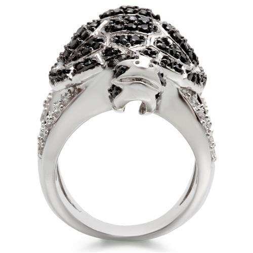 0W005 - Rhodium + Ruthenium Brass Ring with AAA Grade CZ in Jet - Alamode - Flyclothing LLC