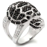0W005 - Rhodium + Ruthenium Brass Ring with AAA Grade CZ in Jet - Alamode - Flyclothing LLC