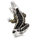 0W007 - Rhodium + Ruthenium Brass Ring with AAA Grade CZ in Multi Color - Alamode - Flyclothing LLC