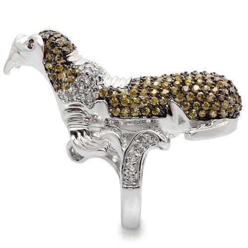 0W008 - Rhodium + Ruthenium Brass Ring with AAA Grade CZ in Multi Color - Alamode - Flyclothing LLC