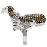 0W008 - Rhodium + Ruthenium Brass Ring with AAA Grade CZ in Multi Color - Alamode - Flyclothing LLC