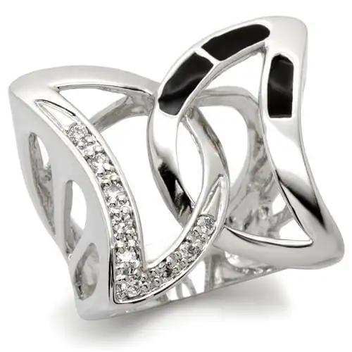 0W050 - Rhodium Brass Ring with AAA Grade CZ in Clear - Alamode - Flyclothing LLC