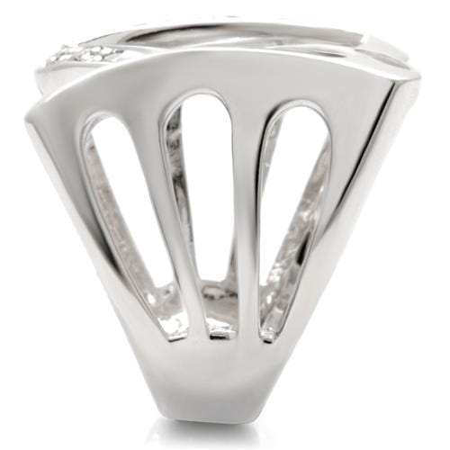 0W050 - Rhodium Brass Ring with AAA Grade CZ in Clear - Alamode - Flyclothing LLC