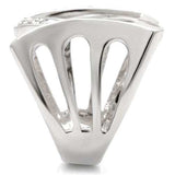 0W050 - Rhodium Brass Ring with AAA Grade CZ in Clear - Alamode - Flyclothing LLC