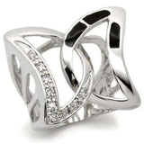0W050 - Rhodium Brass Ring with AAA Grade CZ in Clear - Alamode - Flyclothing LLC