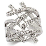 0W061 - Rhodium Brass Ring with AAA Grade CZ in Clear - Alamode - Flyclothing LLC