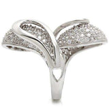 0W118 - Rhodium Brass Ring with AAA Grade CZ in Clear - Alamode - Flyclothing LLC