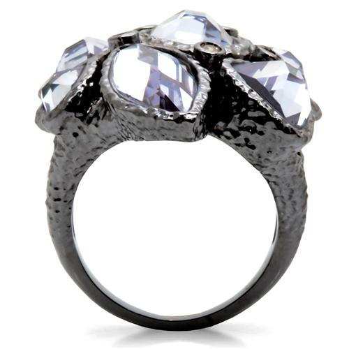 0W120 - Ruthenium Brass Ring with AAA Grade CZ in Light Amethyst - Alamode - Flyclothing LLC