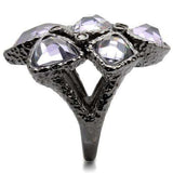 0W120 - Ruthenium Brass Ring with AAA Grade CZ in Light Amethyst - Alamode - Flyclothing LLC