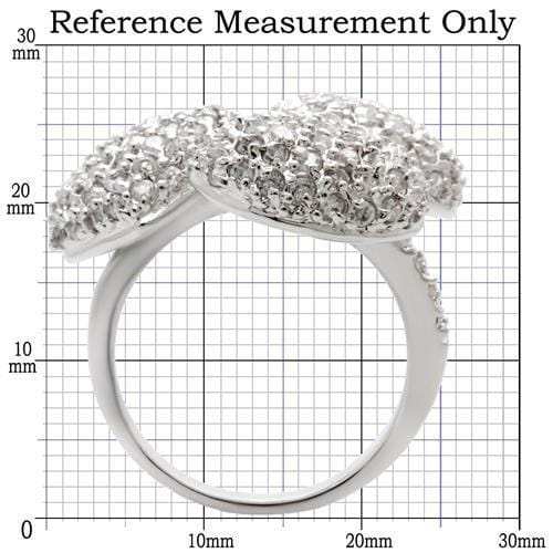 0W145 - Rhodium Brass Ring with AAA Grade CZ in Clear - Alamode - Flyclothing LLC