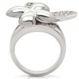 0W147 - Rhodium Brass Ring with AAA Grade CZ in Clear - Alamode - Flyclothing LLC