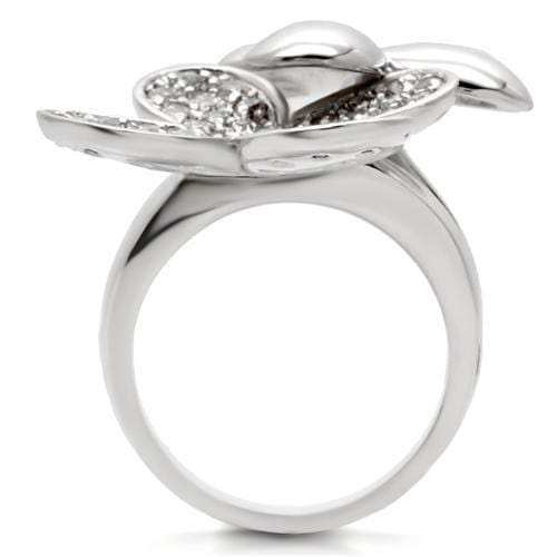0W147 - Rhodium Brass Ring with AAA Grade CZ in Clear - Alamode - Flyclothing LLC