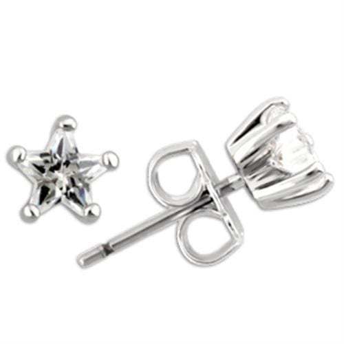 0W157 - Rhodium 925 Sterling Silver Earrings with AAA Grade CZ in Clear - Alamode - Flyclothing LLC