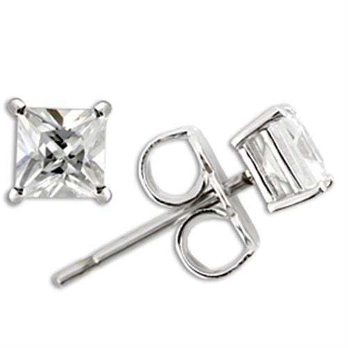 0W158 - Rhodium 925 Sterling Silver Earrings with AAA Grade CZ in Clear - Alamode - Flyclothing LLC